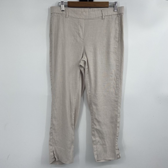 J. Jill Pants - J. Jill Pants Women's‎ Medium Beige Love Linen Stretch Cropped Straight Leg